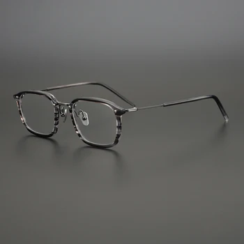 Vintage Acetát Okuliare, Rám Muži Ženy Námestie Krátkozrakosť Predpis Optické Okuliare Rám Japonsko Luxusná Značka Titánu Okuliare 0
