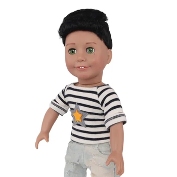Aidolla 18-palcové American Doll Parochňu Čierne Krátke Rovné Vlasy Vysokej Teplote Vlákno Chlapec Parochňu Bábika Príslušenstvo Pre DIY Bábika