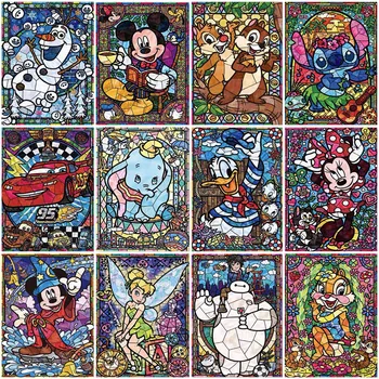 Disney DIY Square/Round-Diamond Maľovanie Mickey Ručné pre Deti Narodeniny, Darčeky, Dekoratívne Maľby Prispôsobenie 0
