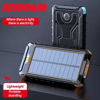 Solar Power Bank Reálne 50000 mAh Dual USB Externý Nepremokavé Polymérová Batéria, Nabíjačka Vonkajšie Svetlo Lampy Powerbank Ferisi