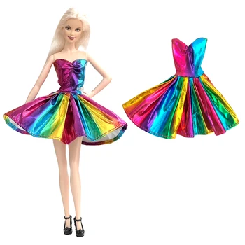 NK Úradný 1 Ks Bábika Lesklé dúhové šaty fáze tanečné šaty Pre Bábiku Barbie detská Zdobiť Playmate Darček Príslušenstvo