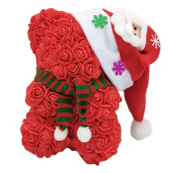 25 CM Rose Medveď s Vianočné Hat Pre Vianočný Darček