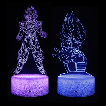 Anime Dragon Ball 3D Nočné Svetlo Vegeta Son Goku Akčné Figúrky 7 Zmena Farby LED Nočné Lampy, Hračky pre Deti, Dospelých Dary