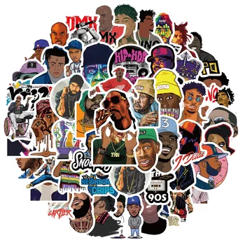 10/64PCS Hiphop Hudba v Pohode Rapper Nálepky DIY Cestovné Batožiny Telefón, Notebook, Nepremokavé Klasické Hračky Odtlačkový Rapová Hviezda Nálepky
