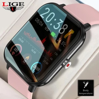 LIGE Telesnej Teploty Monitor Smart Hodinky Dámy Vlastné Hodinky hodinky vodotesné Bluetooth Pre Android iOS Smartwatch Ženy 0