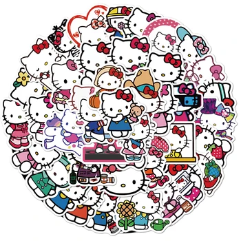 10/50Pcs Anime Hello Kitty Nálepky Roztomilý Kreslený Nálepky Pack Vodotesný pre Telefón Motocykel Graffiti Odtlačkový Klasické Deti Hračky