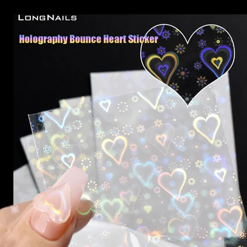 1pcs Holography Pozornosti Srdce Biť Nálepku 8*10 cm Bounce Láska Srdce Valentine Samolepiace Nálepky na Nechty Umenie Facula Nálepky 3D 0