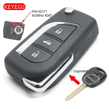 Keyecu Inovované Flip Diaľkové príveskom, 433MHz 4D67 Čip pre Toyota Prado 120 RAV4 Kluger FCC ID: 50171 0