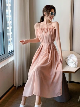 2023 Letné Šaty Elegantné Módne Brassiere Šatka Plážové Šaty Farbou Voľné Temperament Backless Sexy Šaty Streetwear