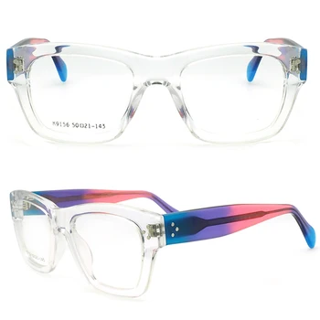 Námestie Mužov Okuliare Rámy Optické Ženy Nadrozmerné Okuliare Rámy Vintage Retro Rainbow Blue Predpis Okuliarov, Transparentné 0