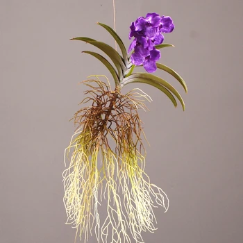91 Umelé Realisticky Vanda Orchidea S Leaf Korene Modernej Svetlo Luxusná Obývacia Izba Domáce Dekorácie Umelý Kvet Rekvizity