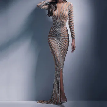 Elegantné Party Šaty pre Ženy 2022 Luxusné Večer Koktail Žena Sequin Šaty Formálne Prom Oblečenie pre Obrad Bodycon Sexy 0