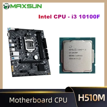 MAXSUN Počítač Nastaviť MS-H510M + CPU Intel - I3 10100F LGA1200 Nové, ale bez chladiča DDR4 RAM SATA3 Plný Novej Doske Combo