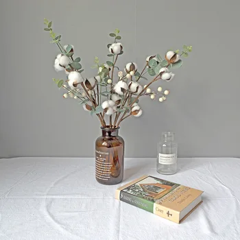Simulované Bavlna Sušené kvety Biele Bobule, Umelé Kytice Falošné Kvet pre Domáce Dekorácie Foto Rekvizity Kvet Usporiadanie