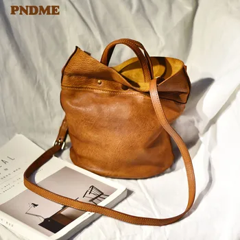 PNDME módne vintage originálne kožené dámske malé kabelky bežné kvalitné skutočné cowhide žien ramenný program messenger tašky