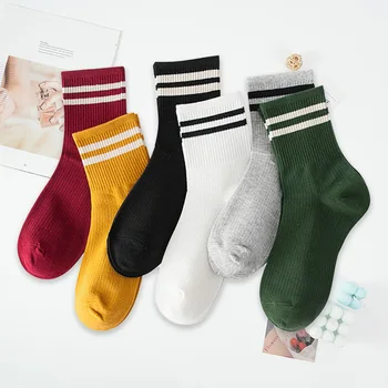 Zábavné, Roztomilé Bavlna Voľné Prekladané Posádky Ponožky Ženy Módne Farebné Harajuku Dizajnér Retro Dlhé Ponožky Školy Dievčatá Ponožky Čierne 0
