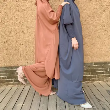 Moslimské Sady Ženy S Kapucňou Topy, Nohavice, Obleky 2 Ks Modlitba Odev Nastaviť Hidžáb Abaya Vyhovovali Ženské Šaty Kaftan Ramadánu Islamské Oblečenie