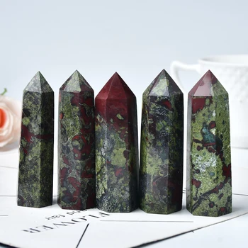 1PC Prírodné Dragon Blood Stone Crystal Bod Reiki Liečenie Kameň Šesťhranné Hranoly Obelisk Prútik Veža Energie Meditácie DIY Darček
