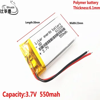 Dobrý Qulity Polymérová batéria 550 mah 3.7 V 612338 smart home MP3, reproduktory, Li-ion batéria pre dvr,GPS,mp3,mp4,mobilný telefón,reproduktor