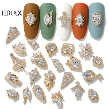 HNIUX 2 Kusy 3D Kovov Zirkón Nail Art Šperky, Luxusné Prívesok Perla Dekorácie Top Crystal Manikúra Diamond Amulet 0