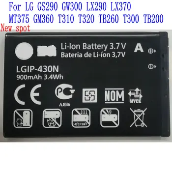 3,7 V Zbrusu nový 900mAh LGIP-430N batéria Pre LG GS290 GW300 LX290 LX370 MT375 GM360 T310 T320 TB260 T300 TB200 Mobilný Telefón