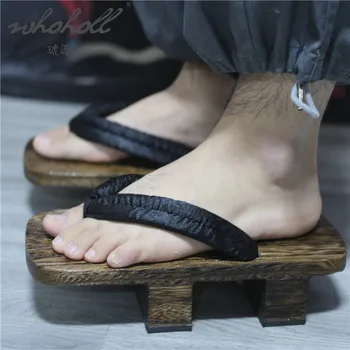 Letné Muž Papuče Japonský Geta Drevené Dreváky Sandále Samuraj Cosplay Topánky Ženy, Muža, Flip Flops Hrubé Dno Platformu Sandále 0