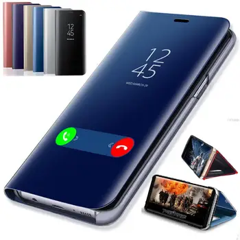 Smart Spánku Zrkadlo Kožené puzdro Pre Samsung Galaxy A50 A30 A10 A7 A6, A8 Plus A9 Star Pro 2018 A9S A6S A8S A5 A3 2017 M10 M20 M30