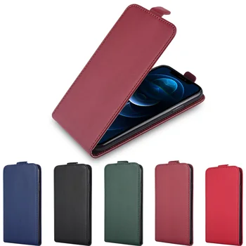Vertikálne Kože Flip puzdro pre iphone 13 11 12 pro max X XS Max XR 6 6 7 8 Plus SE2020 Prípade, Magnetický kryt