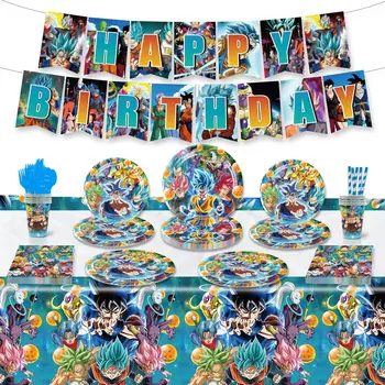 Anime Dragon Ball Narodeniny, Party Dekorácie Dodávky Pozadí Baby Sprcha Goku Nálepky Hračky Deti Strany Papiera Riad Nastaviť