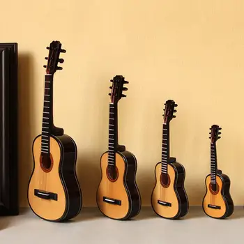 Mini Klasickú Gitaru Miniatúrny Model Drevený Mini Hudobný Nástroj Model Stôl Dekorácie, Ozdoby s puzdrom Stenu Stojan