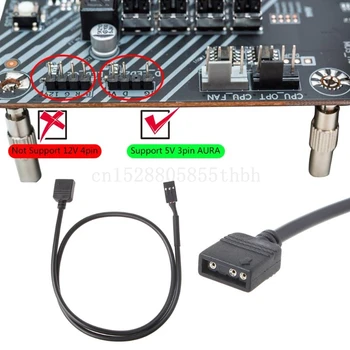 5V 3PIN RGB VDG Adaptér Line Konektor pre základnú Dosku 5V 3Pin VDG do Normálneho 3Pin Konverzný Kábel, Čierny 0