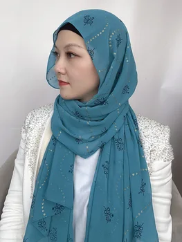 2022 Vysokej Kvality Šifón Vytlačené Hidžáb Islam Šatkou Moslimských Módne Šatku Headwrap Foulard Femme