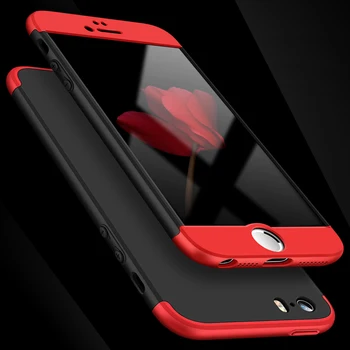 HereCase pre iPhone SE Prípade 360 Plnú Ochranu Proti klepaniu 3 v 1 Pevný Matný pre iPhone 5 5s Kryt