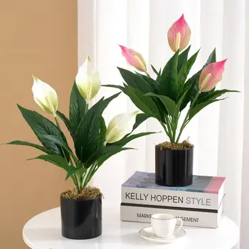 Pohodlné Umelý Kvet Ľahké Ťažké Klesať Flower Decor Elegantné Realistické Umelé Spathiphyllum 1