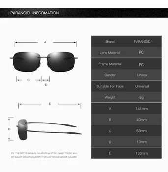 PARANOID Retro slnečné Okuliare UV400 pánske Slnečné Okuliare Pre Mužov Jazdy Čierne Okuliare Oculos Mužskej 8 Farieb Modelu 8511 P8511 1