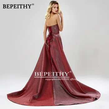 BEPEITHY Elegantné Večerné Šaty Strana 2022 Milú Lesk Textílie Sexy Vysokej Štrbinou Prom Šaty Vestido De Festa 1