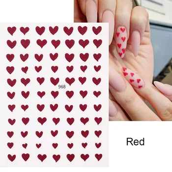 Červená Čierna Srdce Design 3D na Nechty, Nálepky ľúbostné Listy Samolepiace Jazdcov Pre Nechty Letné Lístie na Nechty, Nálepky Manikúra Zábaly 1