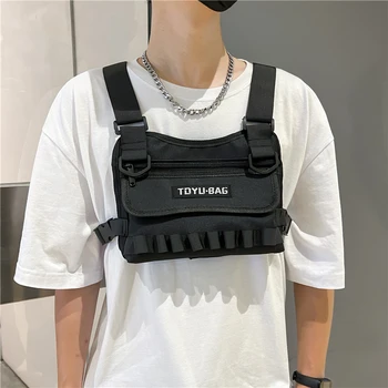 Nové Funkčné Taktické Hrudníka Rig Taška Unisex Móda Nylon Bullet Hip Hop Vesta Streetwear Tašky Pás Pack Ženy Bežné Hrudníka Taška 1