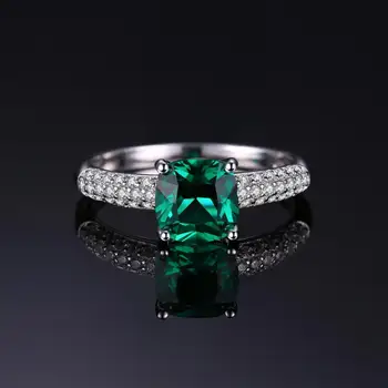 JewelryPalace Vankúš Simulované Nano Emerald Vytvorené Ruby Krúžok 925 Sterling Silver Drahokam Solitaire Zásnubné Prstene pre Ženy 1