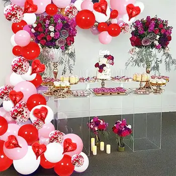 77pcs/Set Happy Valentine ' s Day Srdce Balóny Garland Arch Auta, Ružové a Červené Gule, Červené Srdce Balóny, Konfety Na Svadby, Narodeniny 1