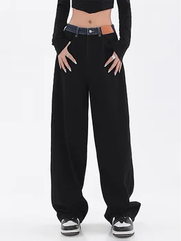 Retro Vysoký Pás dámske Džínsy Harajuku Vintage Čierna BF Štýl Streetwear All-zápas Voľné Módne Femme Širokú Nohu, Džínsové Nohavice 1