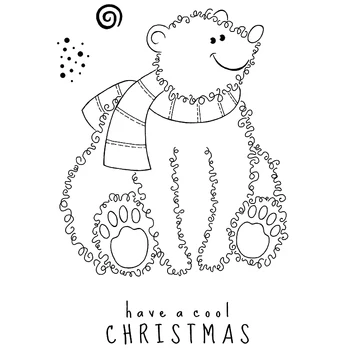 2021 Vianočné Zvierat Polar Bear Vzor Jasné Známky Pre DIY Výrobu Papiera, Pohľadnice Scrapbooking Č Rezanie Kovov Zomrie 1
