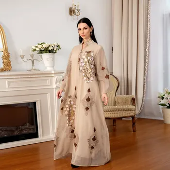 Móda Moslimských Šaty Žien Marocký Kaftane Elegantná Dáma Arabský Odev Jalabiya 2022 Eid Mubarak Djellaba Femme 1