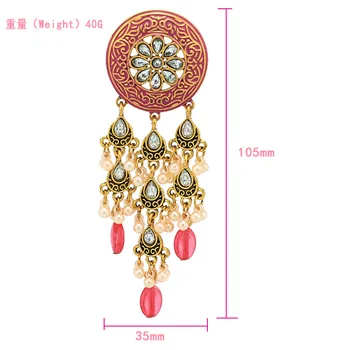 2021 In Indian Jhumki Jhumka Ručné Korálky Embossment Kvet Ružový Smalt Piercing Bohemia Vintage Náušnice Ženy Strany Šperky 1