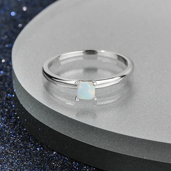 Krásne Námestie Opal Prstene pre Ženy, Strieborná Farba Ružová Bue Opal Krúžok Šperky Ženy Príslušenstvo Dary (JewelOra RI103737) 1