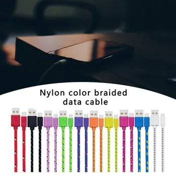 Farebné Nylon Pletená Micro USB Kábel na Synchronizáciu Údajov USB Nabíjací Kábel Telefón Micro USB Káble Sync USB Nabíjačky 1