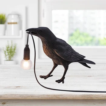 Vták stolná Lampa taliansky Štýl Vták Lampa Moderného Živice Vrana Stolná Lampa pre Obývacia Izba, Spálňa Svetlo na Stenu Sconce Home Art Decor 1
