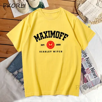 Maximoff Est 1989 T Shirt Ženy Krátky Rukáv Wanda Maximoff Tee Tričko Femme Bavlna Tlač Tričko Harajuku Vintage Dámske Oblečenie 1