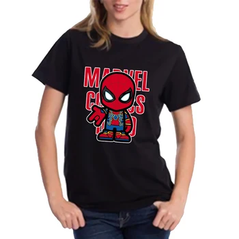 Marvel T Shirt Ženy Móda Kapitán Amerika Tlač Cartoon Dizajn Oblečenia Black Topy Dámske Letné Avengers T-shirts 1
