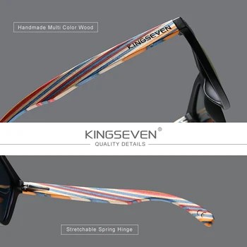 KINGSEVEN Originálny Design Multi Farba Dreva slnečné Okuliare Mužov 2020 Ručné Luxusné Módne Ženy Zrkadlo Slnečné Okuliare Oculos de sol 1